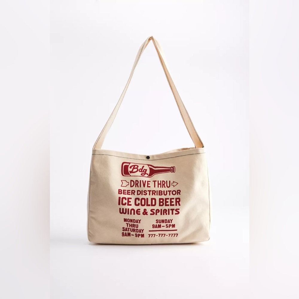 BDG Graphic Snap Sling Bag NWT - Natural